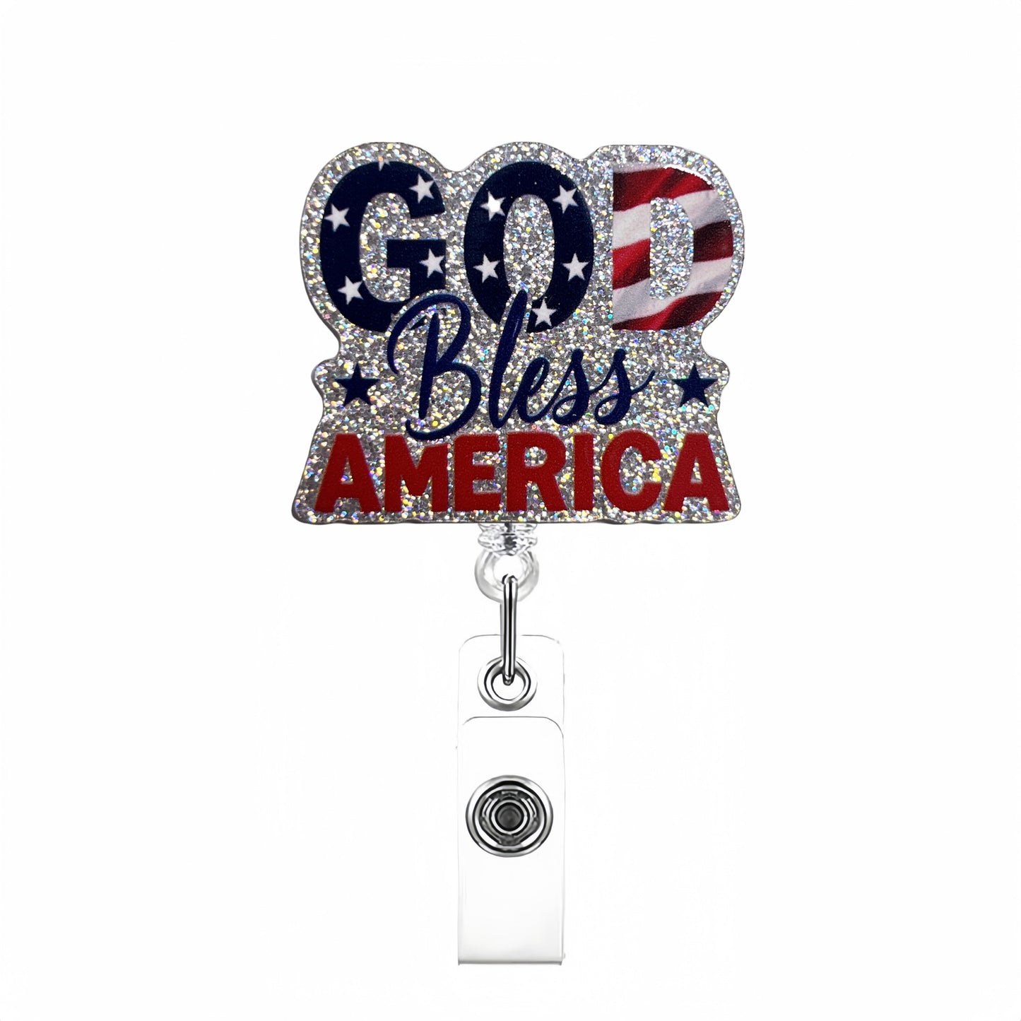 Acrylic GOD Bless AMERICA Badge Reel