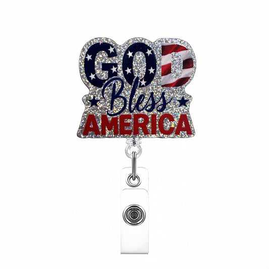 Acrylic GOD Bless AMERICA Badge Reel