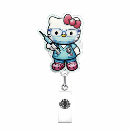 Acrylic Blue Needle Cat Badge Reel