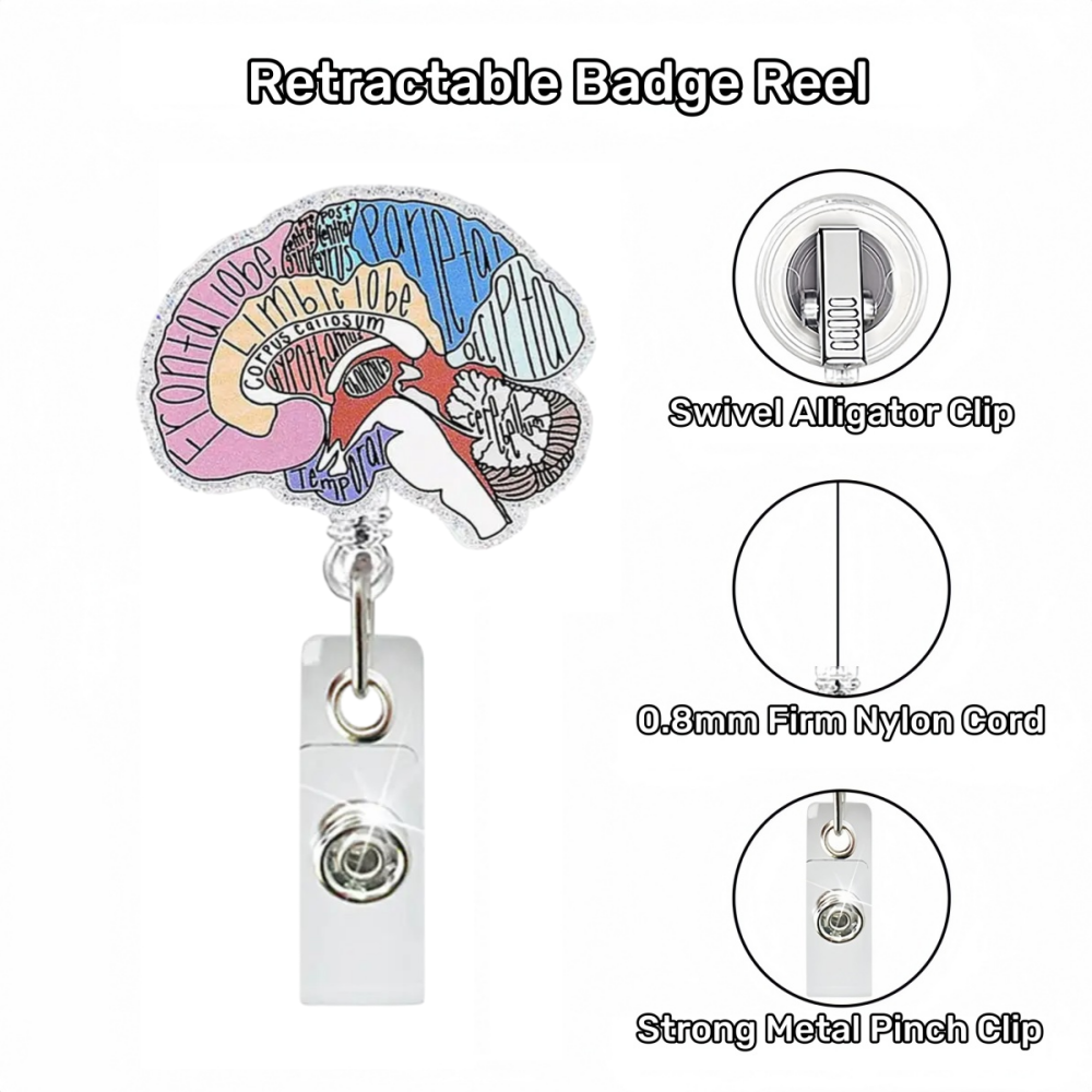 Acrylic White-Backed Brain Badge Reel