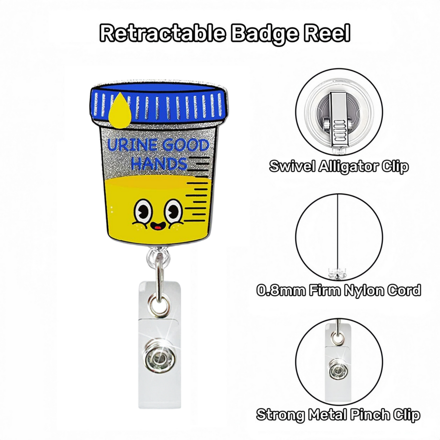 Acrylic Uring Good Hands Badge Reel
