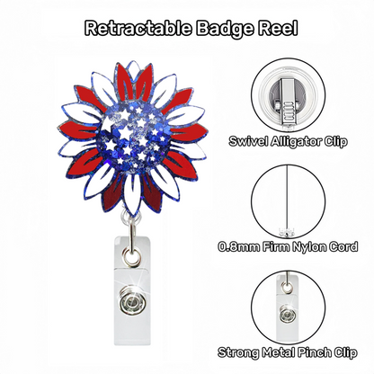 Acrylic American Flowers Badge Reel