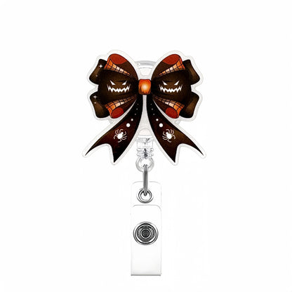 Acrylic Brown Halloween Bow Badge Reel