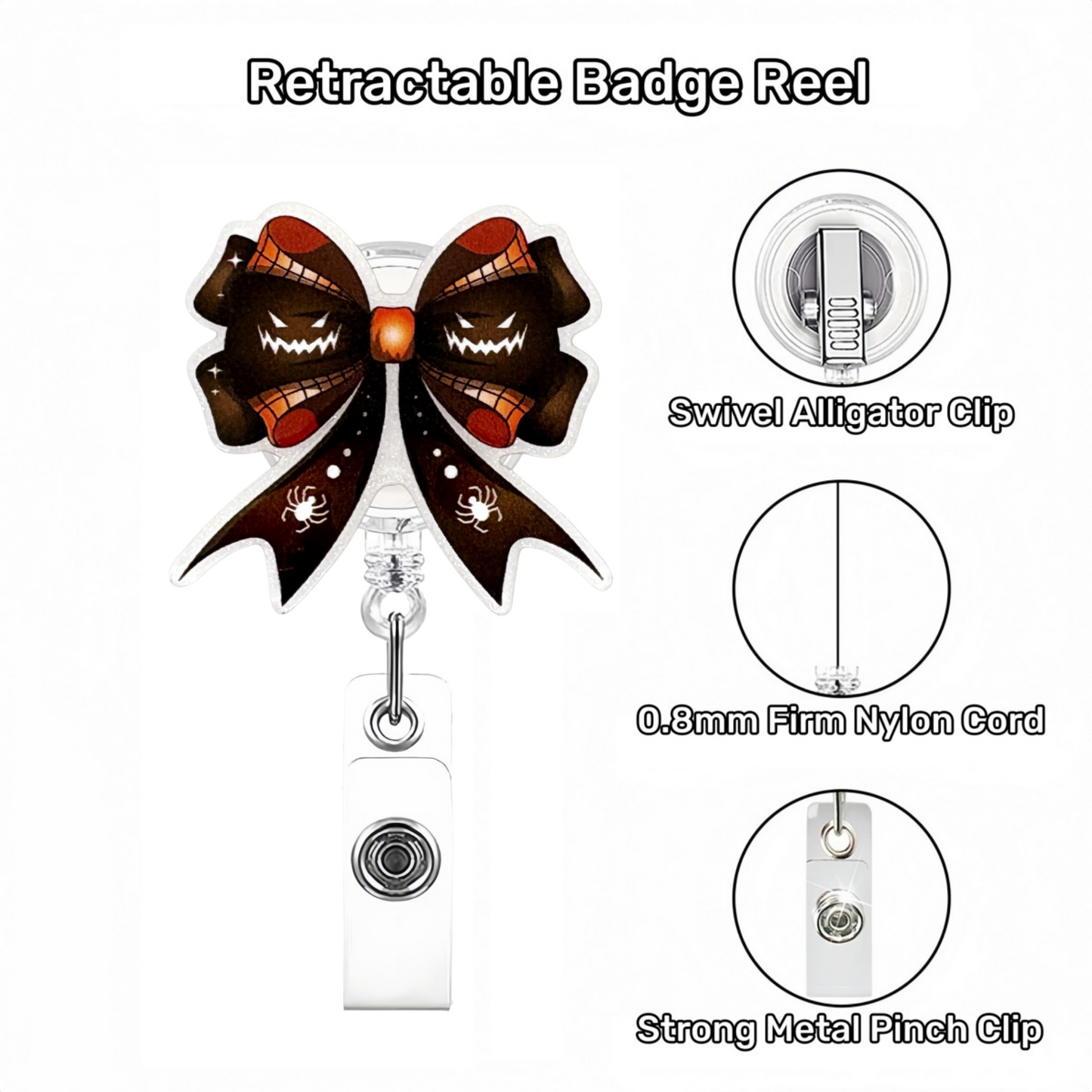 Acrylic Brown Halloween Bow Badge Reel
