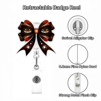 Acrylic Brown Halloween Bow Badge Reel