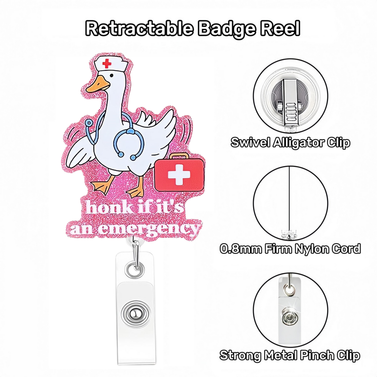 Acrylic Emergenry Goose Badge Reel