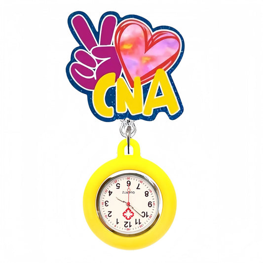Acrylic Yellow CNA Badge Reel with Yellow Fob Watch