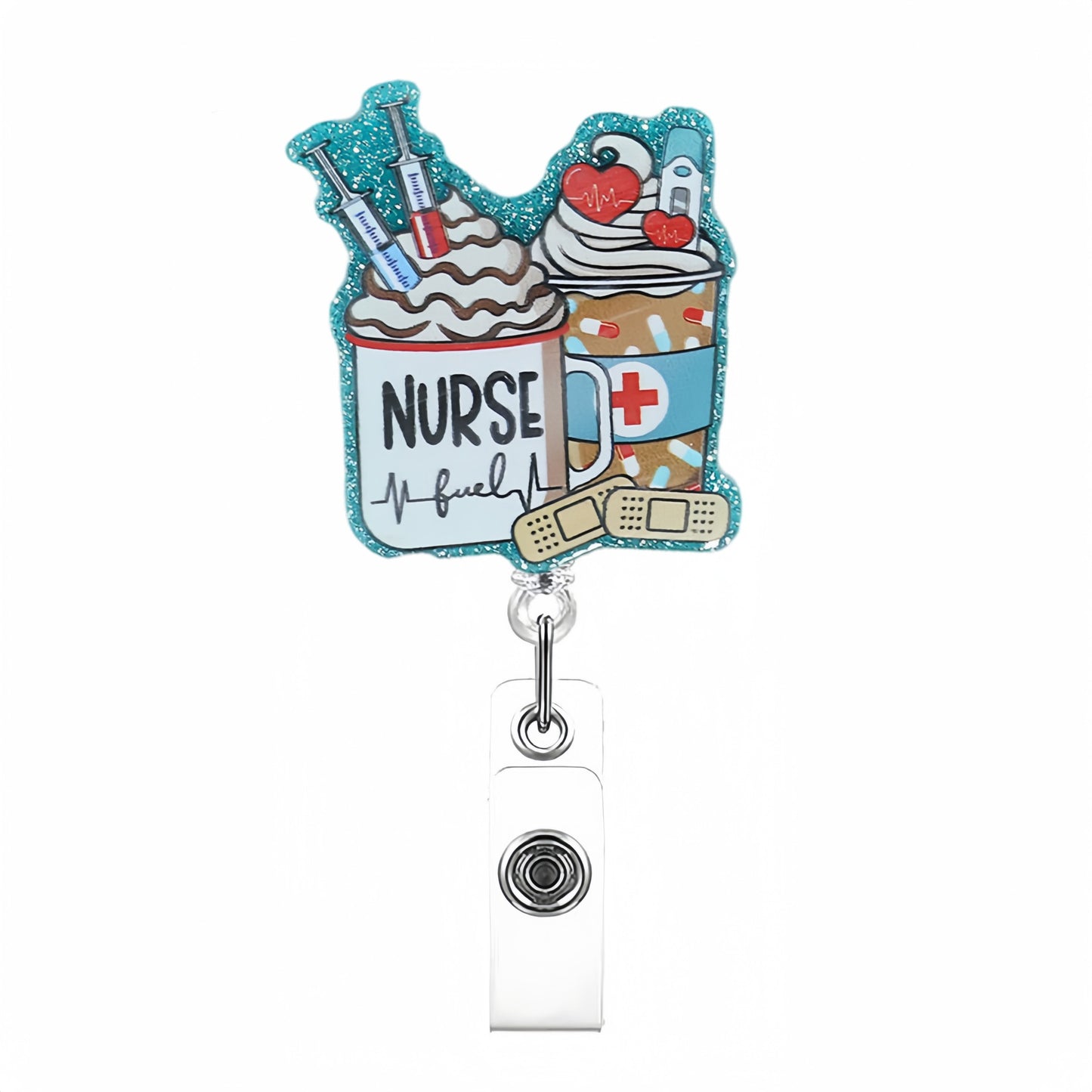 Acrylic Blue Glitter-Edged Ice Cream Badge Reel