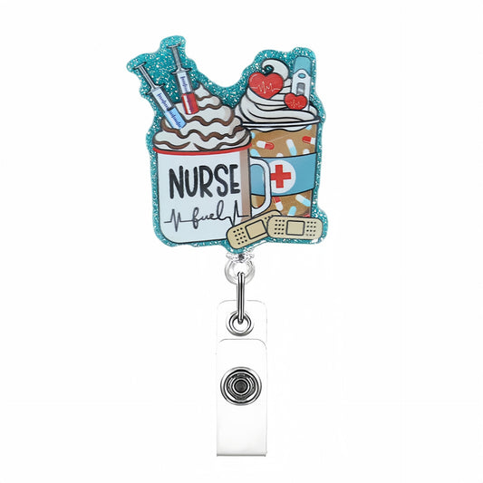 Acrylic Blue Glitter-Edged Ice Cream Badge Reel