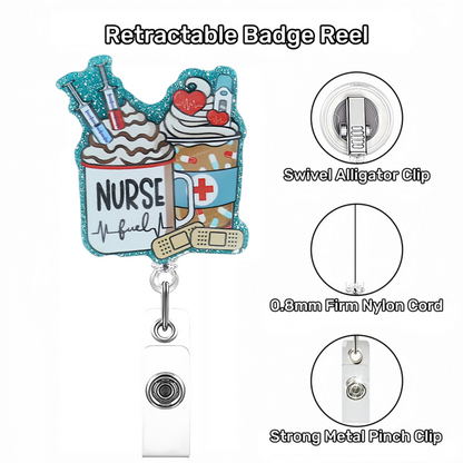 Acrylic Blue Glitter-Edged Ice Cream Badge Reel