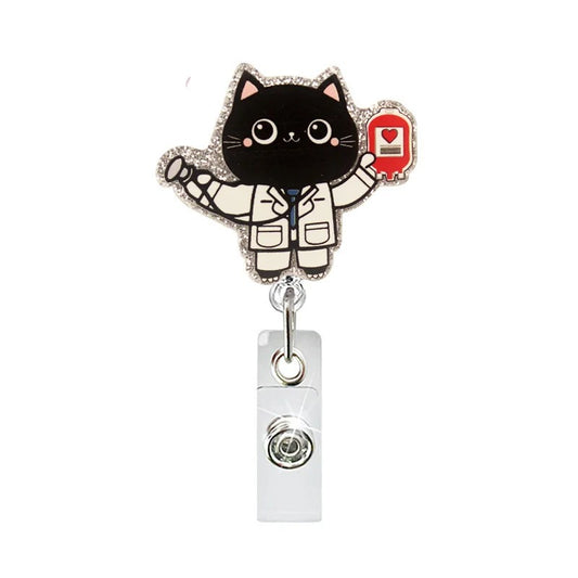 Acrylic Cat Doctor Retractable Badge Reel