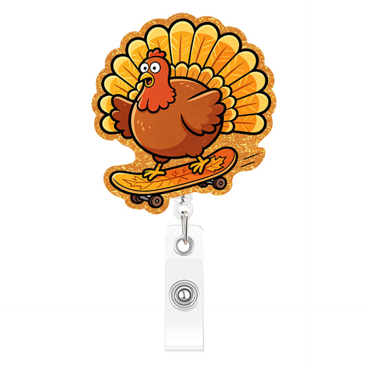 Skateboarding Turkey Acrylic Badge Reel