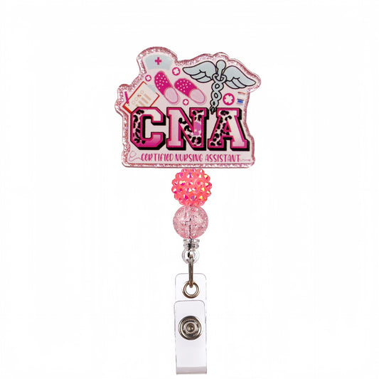 Acrylic Letters CNA Beaded Retractable Badge Reel
