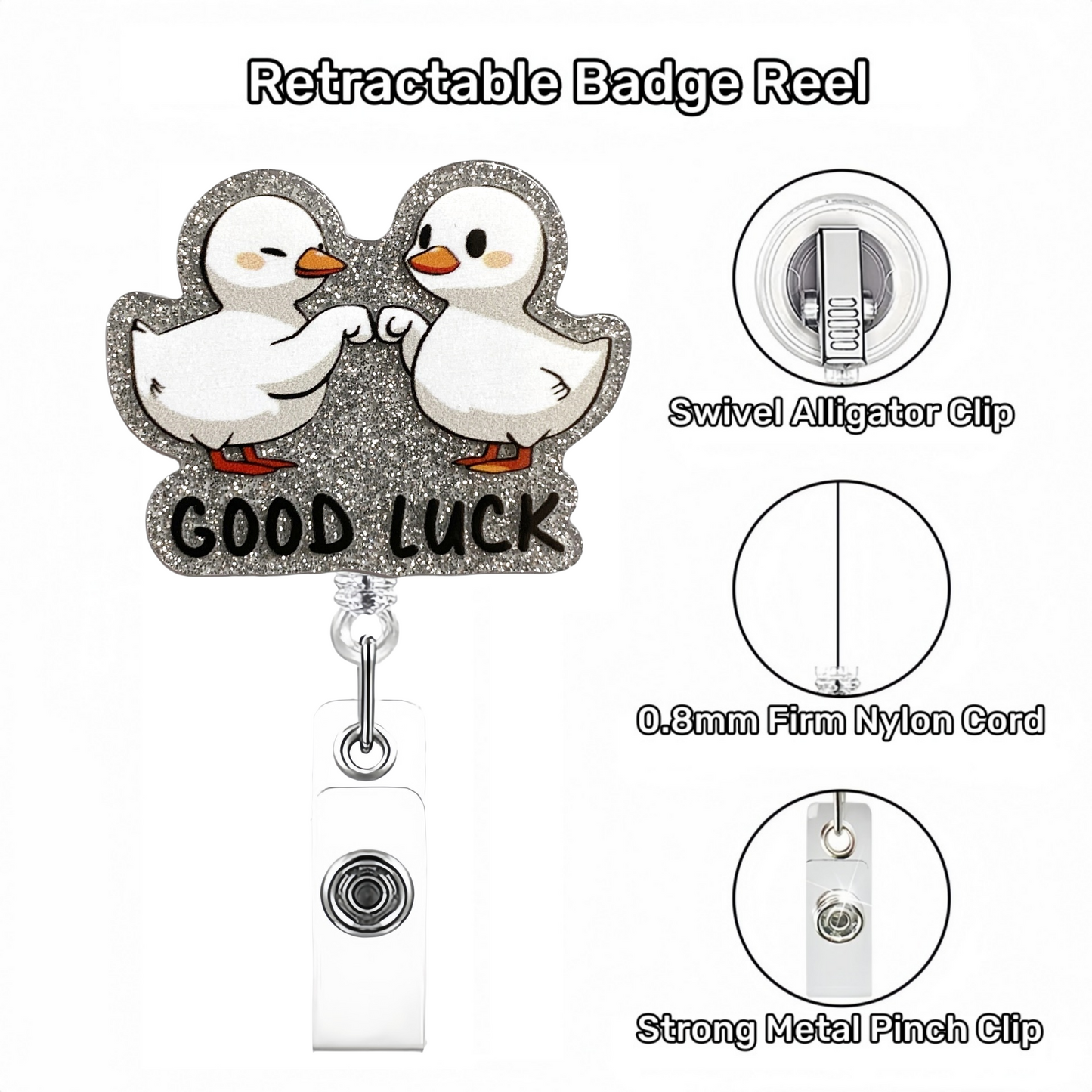 Acrylic Good Luck Little Geese Badge Reel