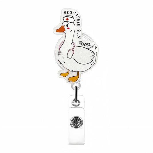 Acrylic Registereo Silly Goose Badge Reel