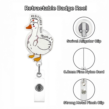 Acrylic Registereo Silly Goose Badge Reel