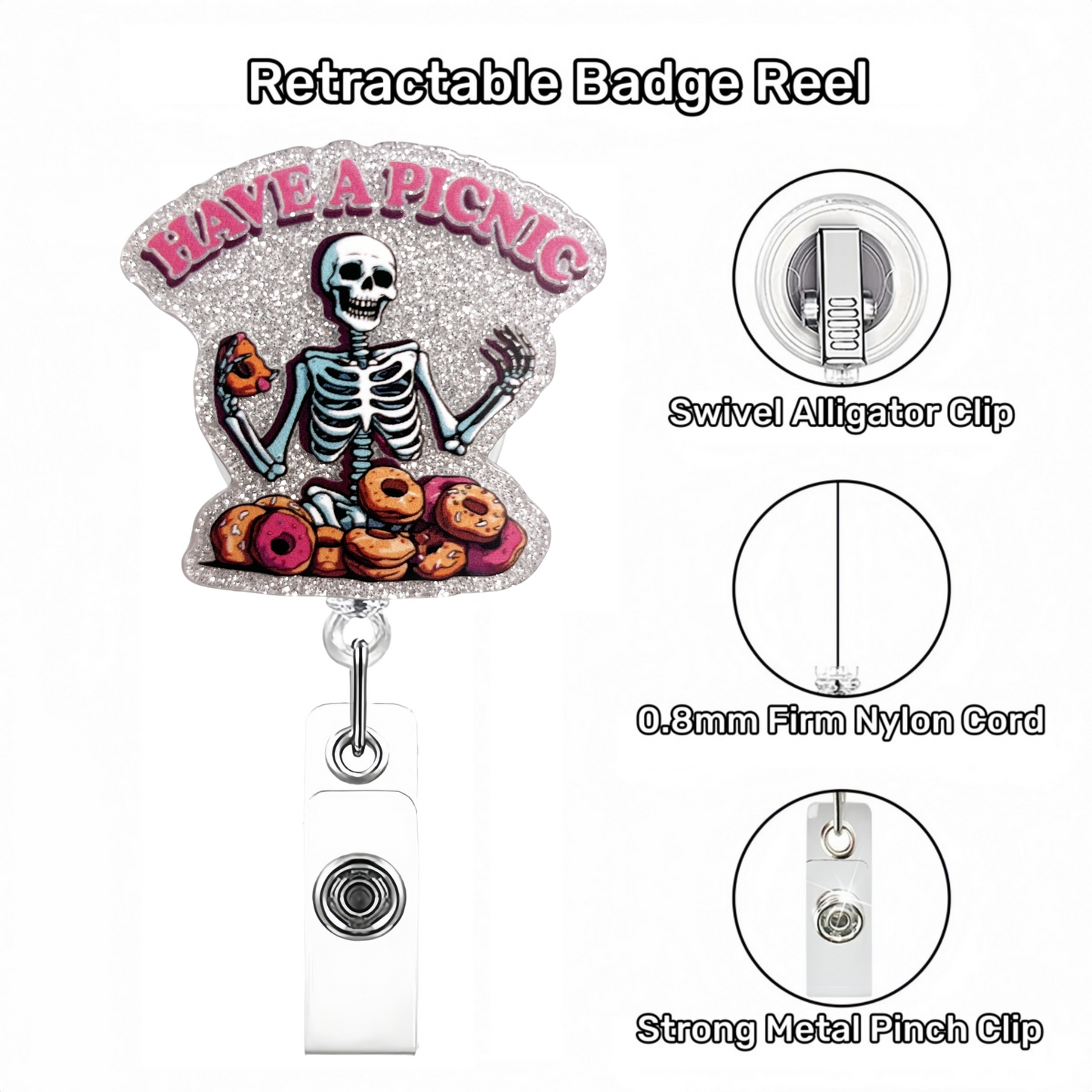 Acrylic Have A Picnic Badge Reel