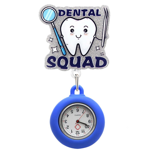 Acrylic Dental Squad Badge Reel with Blue Fob Watch