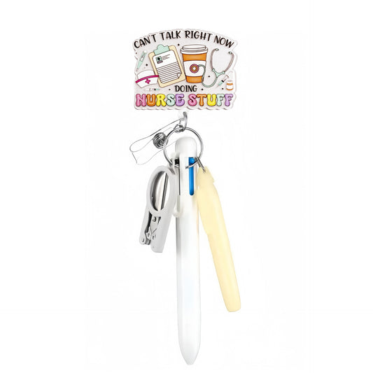 Nurse Stuff Badge Reel with White Pen Set