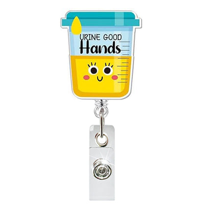 Acrylic Uring Good Hands Badge Reel