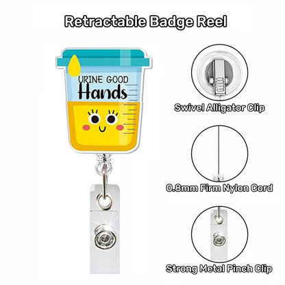 Acrylic Uring Good Hands Badge Reel
