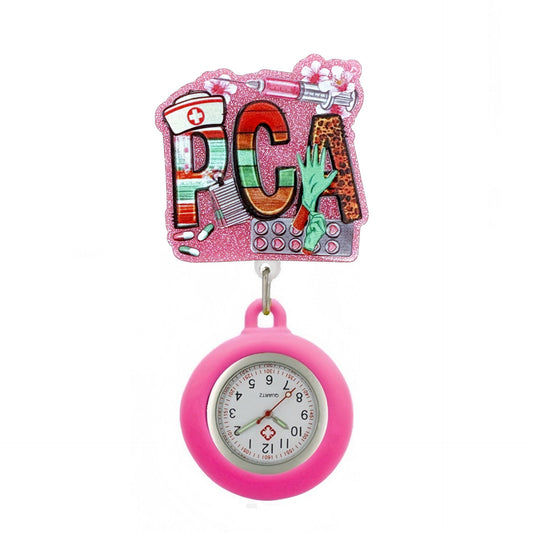 Acrylic PCA Badge Reel with Hot Pink Watch