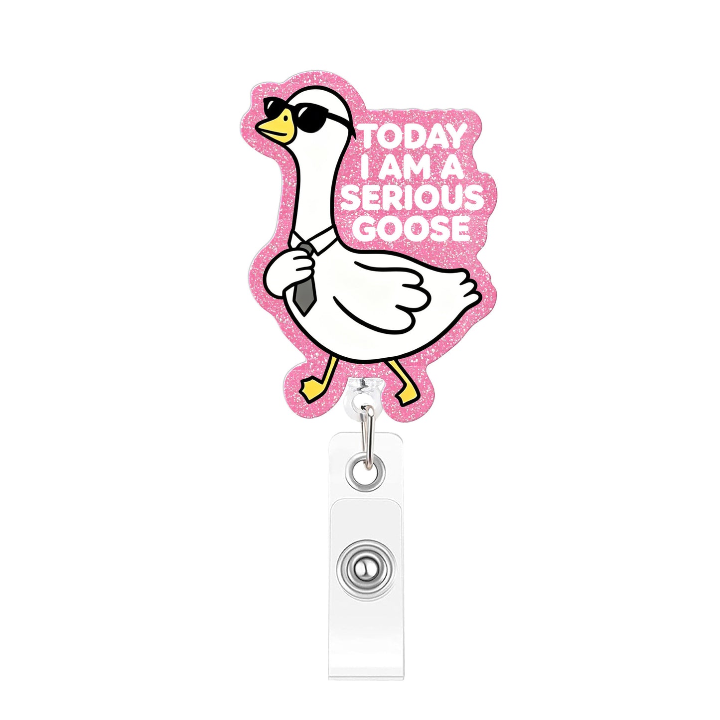Pink Cool Tie Goose Acrylic Badge Reel