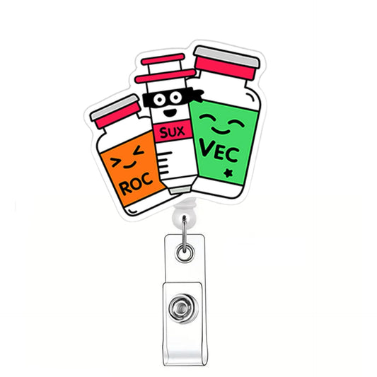 Acrylic Anesthesia Muscle Relaxant Vials Badge Reel