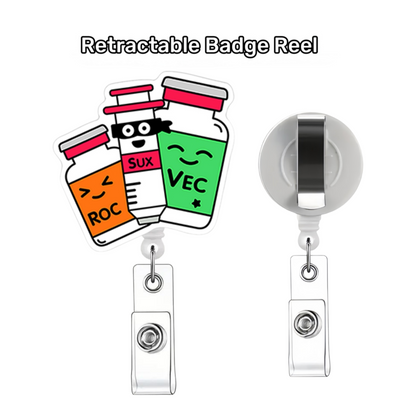 Acrylic Anesthesia Muscle Relaxant Vials Badge Reel