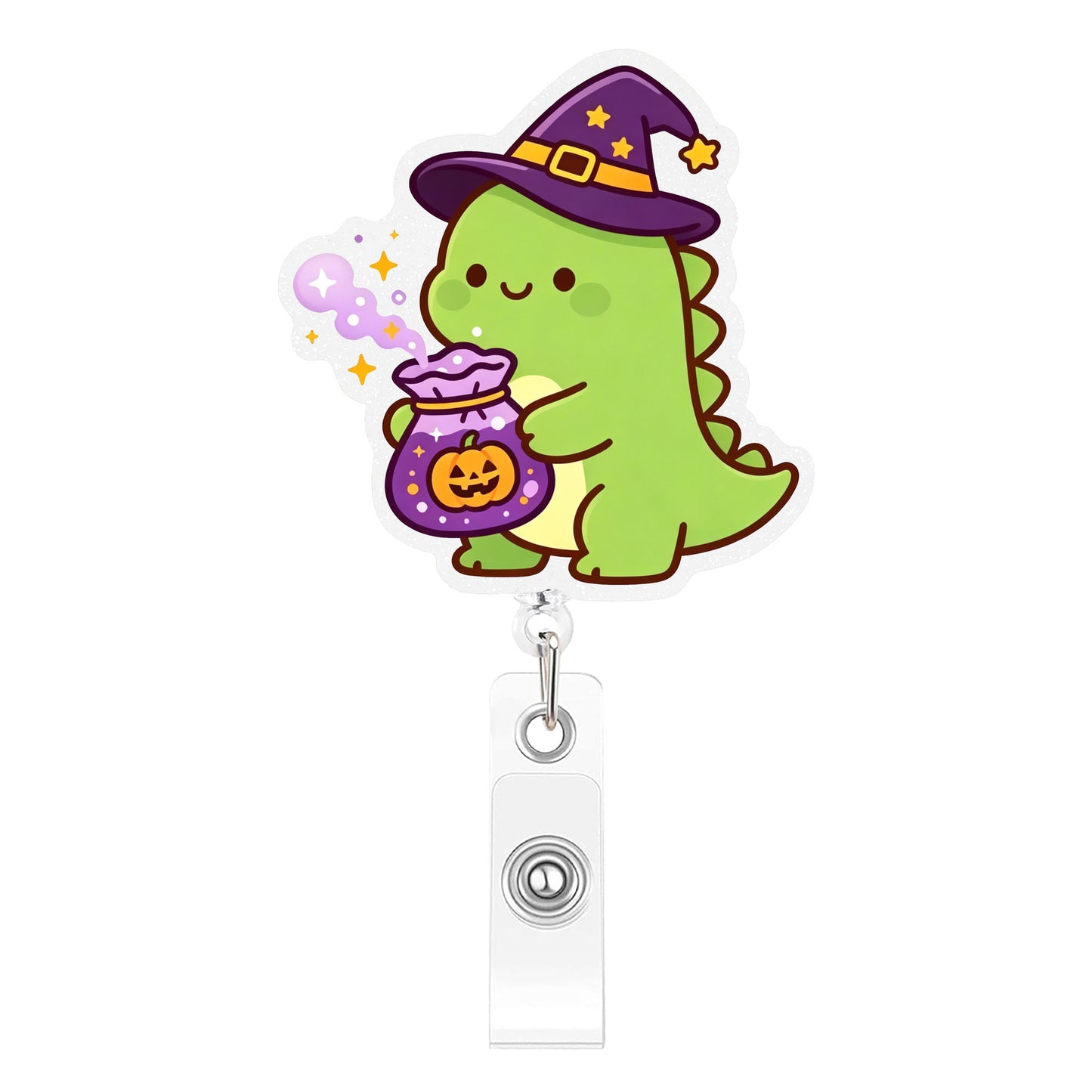 Holding A Bottle Of Dinosaur Acrylic Badge Reel