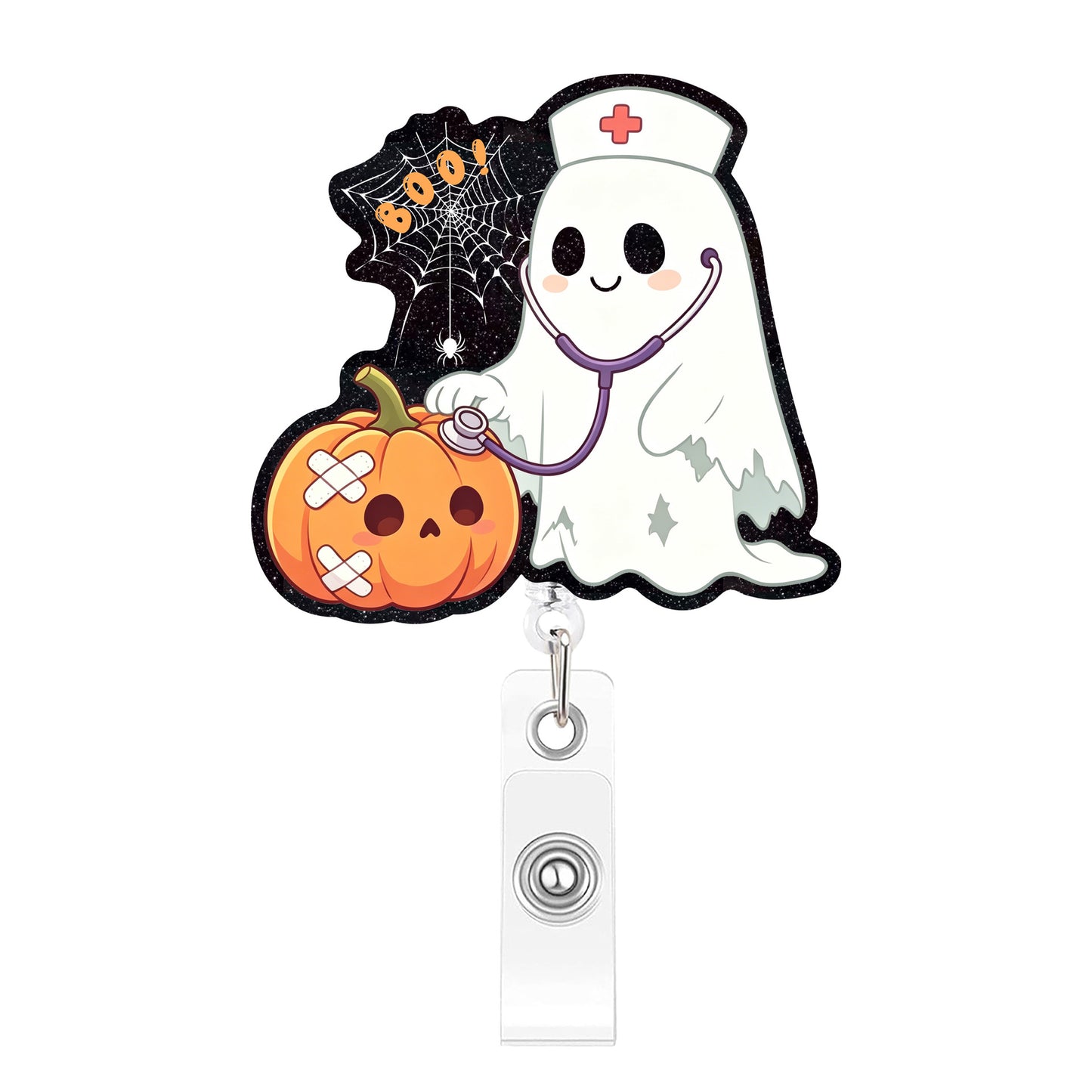 BOO Listen To The Pumpkin Acrylic Badge Reel