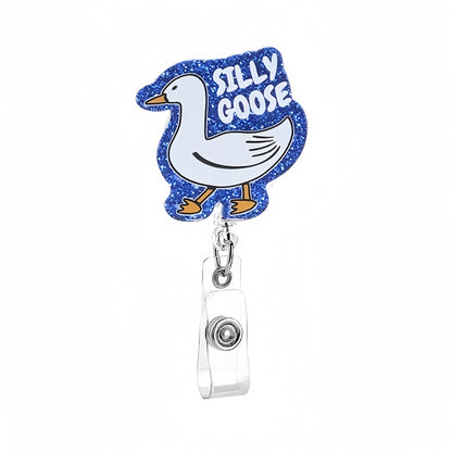 Acrylic Blue Silly Goose Badge Reel