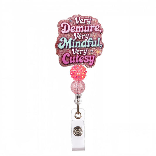 Acrylic Very Mindful Beaded Retractable Badge Reel