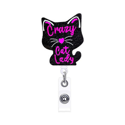 Acrylic Crazy Cat Lady Badge Reel