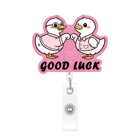 Pink Good Luck Goose Acrylic Badge Reel