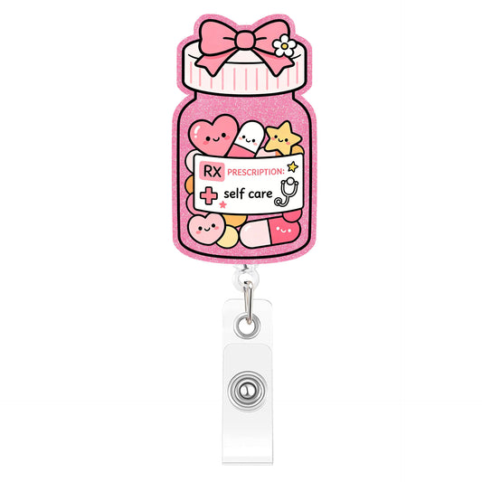 Pink Bottle Acrylic Badge Reel