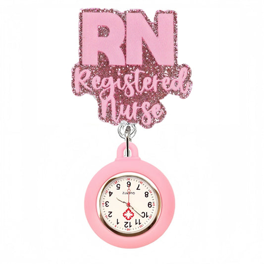 Acrylic Pink RN Badge Reel with Fob Watch