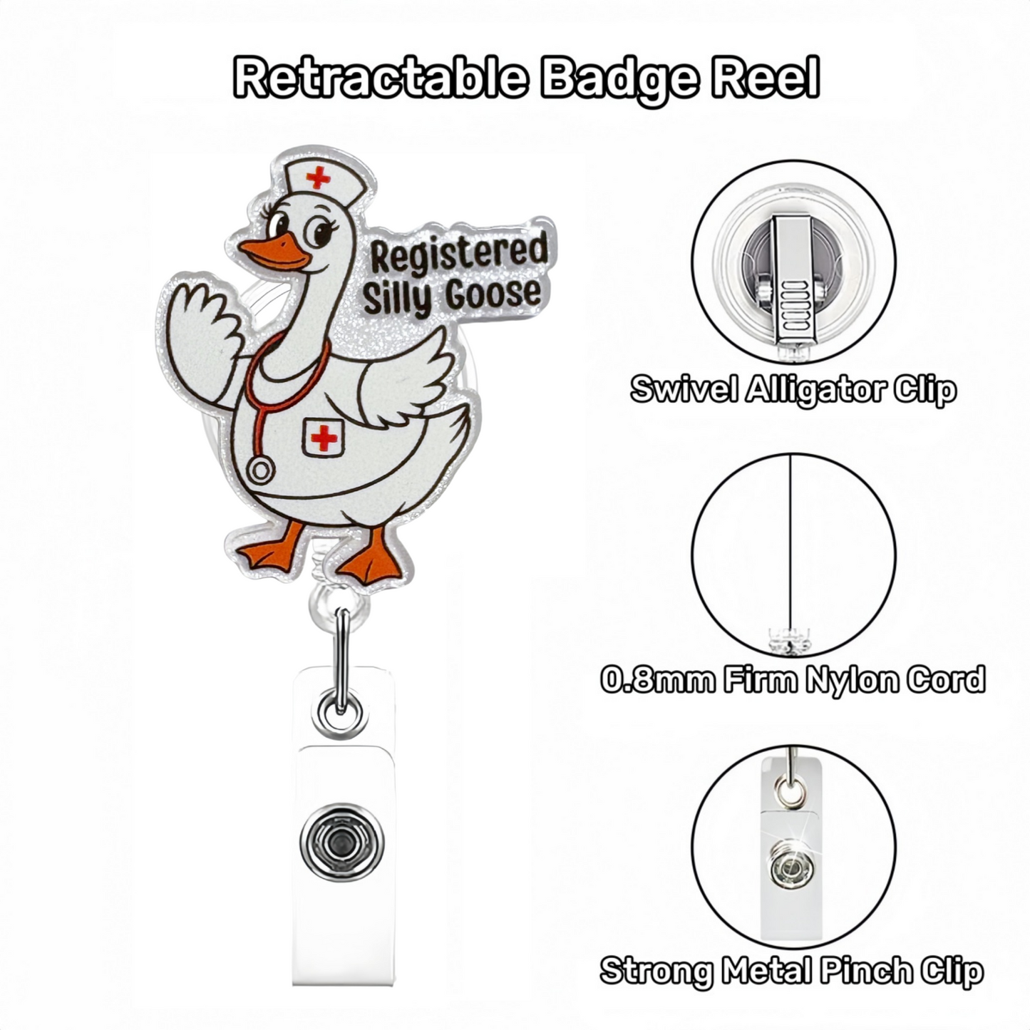 Acrylic Registered Silly Goose Badge Reel
