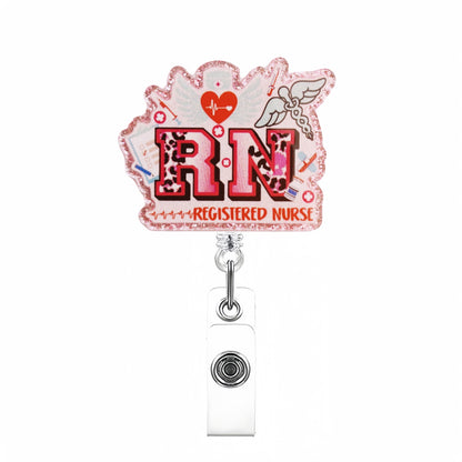 Acrylic Letters RN with Wings Badge Reel