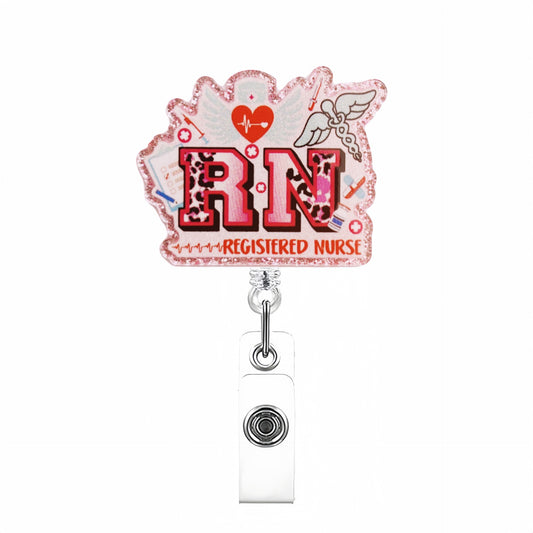 Acrylic Letters RN with Wings Badge Reel