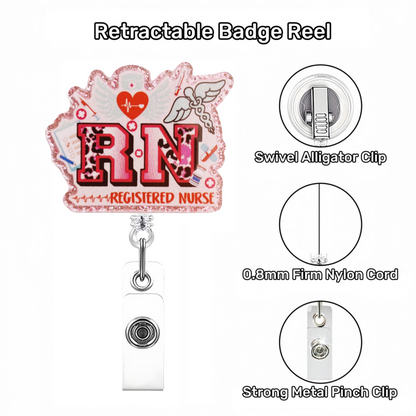 Acrylic Letters RN with Wings Badge Reel