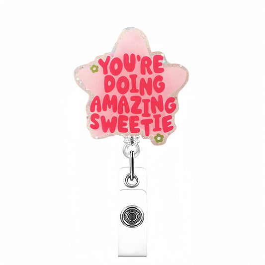 Acrylic Encourage Words Badge Reels Star Shape