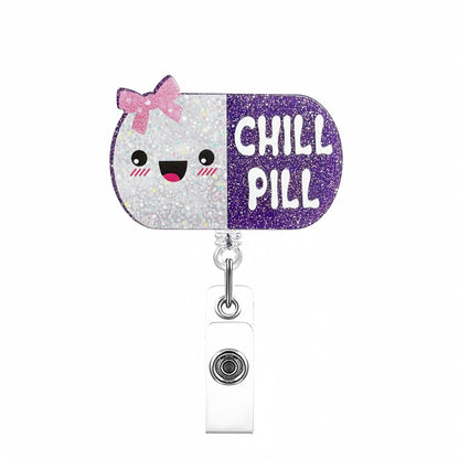 Acrylic Cute Chill Pill Capsule Shape Badge Reel