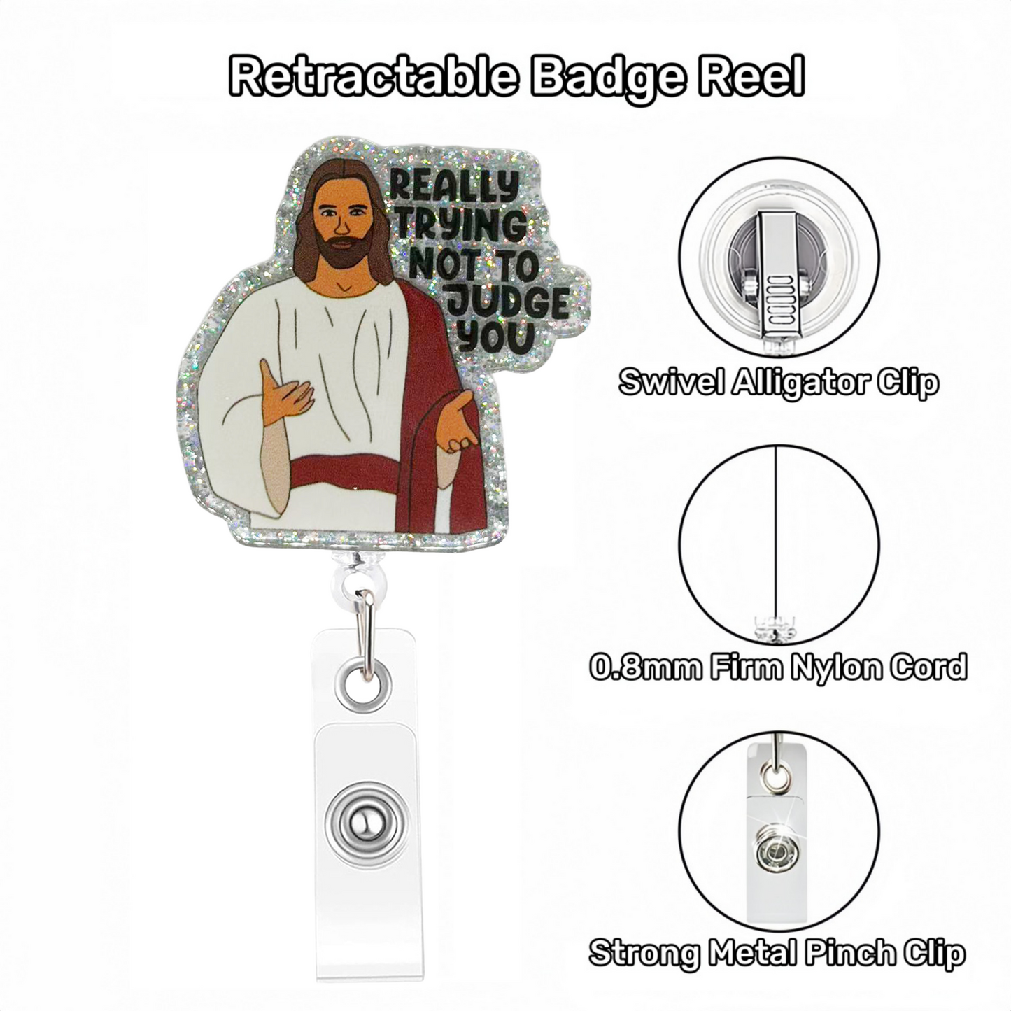 Acrylic Really Trying Not to Judge You Badge Reel