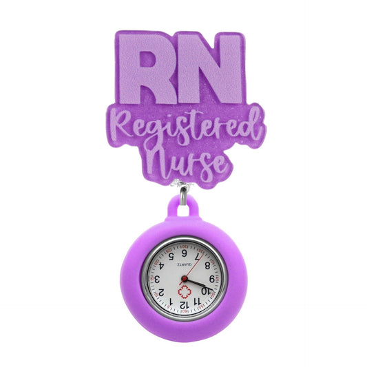Acrylic Purple RN Badge Reel with Fob Watch