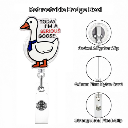 Acrylic Serious Goose Badge Reel