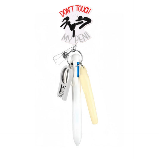 Dont Touch Badge Reel with White Pen Set