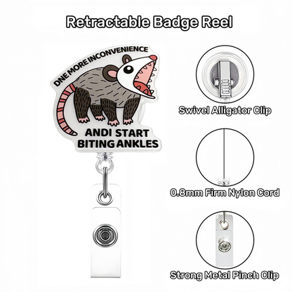 Acrylic Squeaking Mouse Badge Reel