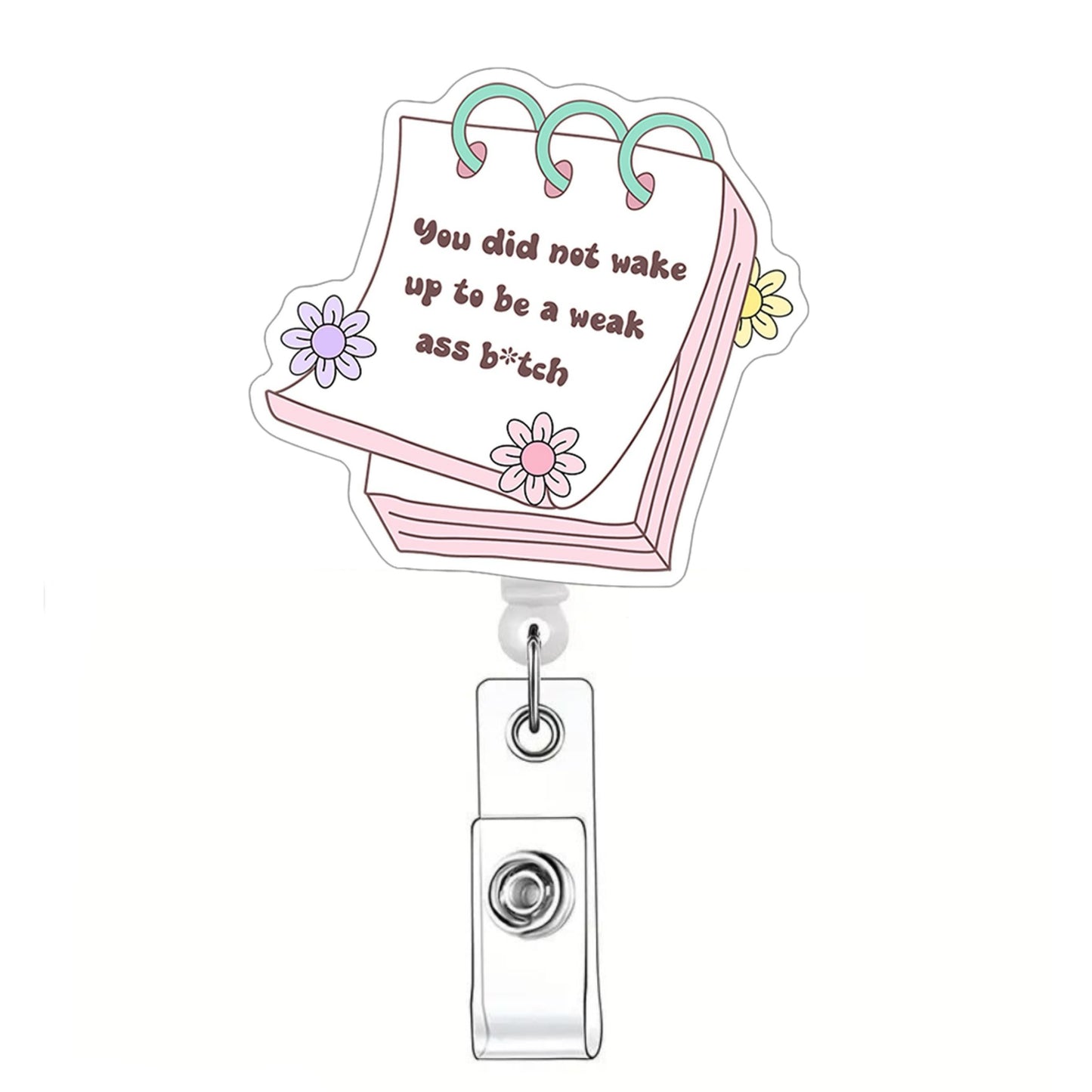 Acrylic Flower-Patterned Planner Badge Reel