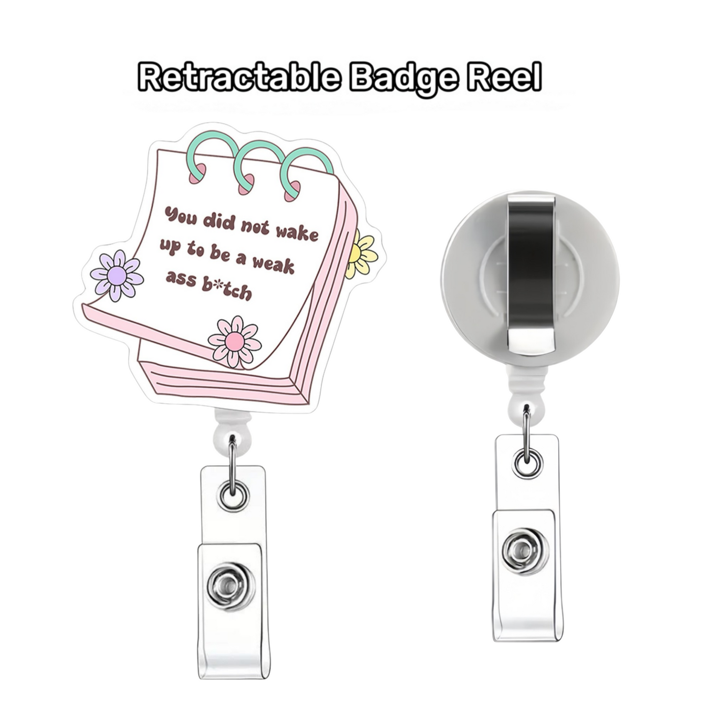 Acrylic Flower-Patterned Planner Badge Reel